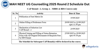 MAH NEET UG Counselling 2025 Round 2 Schedule Out; Selection List to be declared by Sept 24